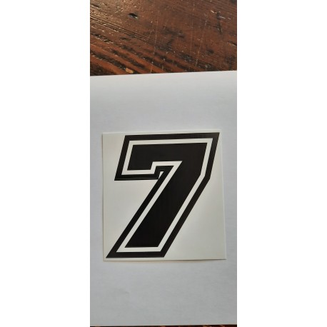 QUATTRO ERRE Numero “7” Adesivo Race Moto GP NERO 7,5X10,5 CM