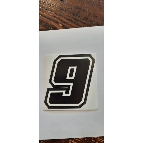 QUATTRO ERRE Numero "9” Adesivo Race Moto GP NERO 7,5X10,5 CM