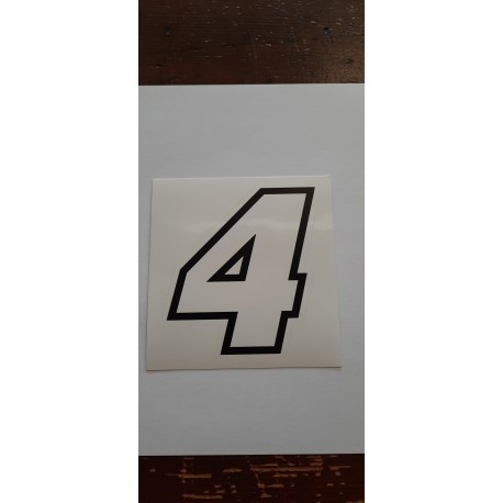 QUATTRO ERRE Numero “4” Adesivo Race Moto GP BIANCO 7,5X10,5 CM