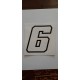 QUATTRO ERRE Numero “6” Adesivo Race Moto GP BIANCO 7,5X10,5 CM