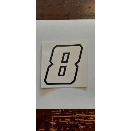 QUATTRO ERRE Numero “8” Adesivo Race Moto GP BIANCO 7,5X10,5 CM